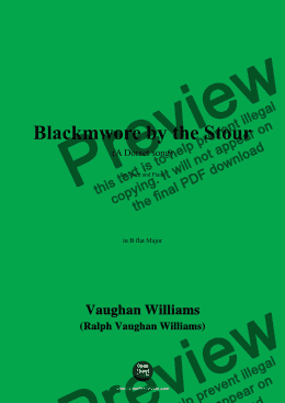 page one of Vaughan Williams-Blackmwore by the Stour(A Dorset song)(1902),in B flat Major