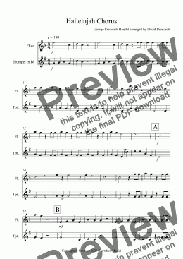 page one of Hallelujah Chorus for Flute and Trumpet Duet