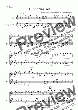 page one of O Christmas Tree for Flute and Trumpet Duet