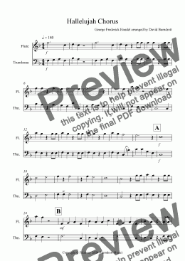 page one of Hallelujah Chorus for Flute and Trombone Duet