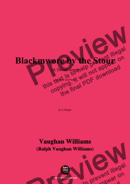 page one of Vaughan Williams-Blackmwore by the Stour(A Dorset song)(1902),in A Major