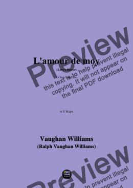 page one of Vaughan Williams-L'amour de moy(Love's Bower)(1907),in E Major