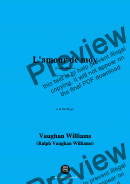 page one of Vaughan Williams-L'amour de moy(Love's Bower)(1907),in D flat Major