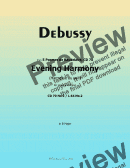 page one of Debussy-Evening Harmony,in B Major