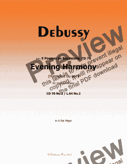 page one of Debussy-Evening Harmony,in A flat Major