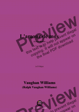 page one of Vaughan Williams-L'amour de moy(Love's Bower)(1907),in D Major