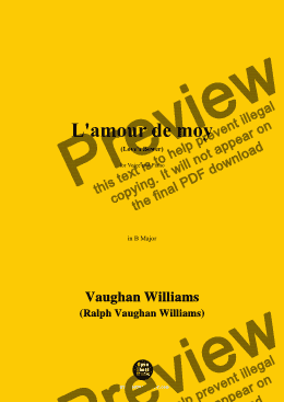 page one of Vaughan Williams-L'amour de moy(Love's Bower)(1907),in B Major