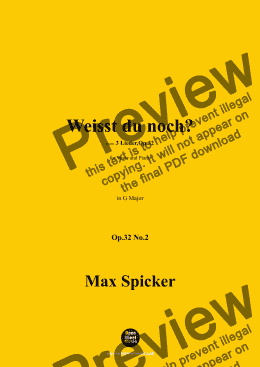 page one of Spicker-Weisst du noch?,Op.32 No.2,in G Major