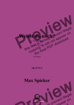 page one of Spicker-Weisst du noch?,Op.32 No.2,in D Major