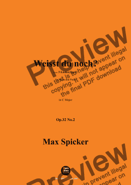 page one of Spicker-Weisst du noch?,Op.32 No.2,in C Major