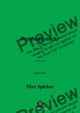 page one of Spicker-Weisst du noch?,Op.32 No.2,in B flat Major