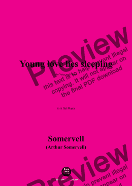 page one of Somervell-Young love lies sleeping,in A flat Major