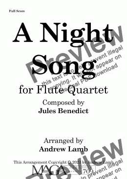 page one of Jules Benedict | A Night Song | for Flute Quartet