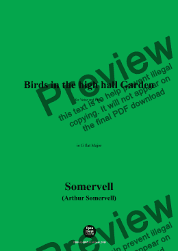 page one of Somervell-Birds in the high hall Garden,in G flat Major