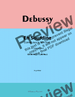 page one of Debussy-En Sourdine, in g minor