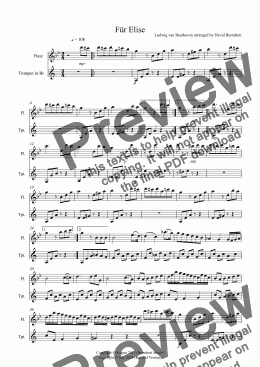 page one of Für Elise for Flute and Trumpet Duet