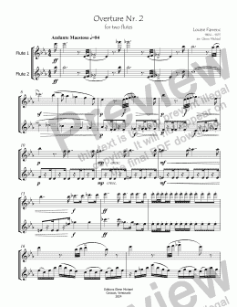 page one of Overture 2 in Eb for Two Flutes