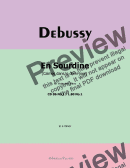 page one of Debussy-En Sourdine, in e minor