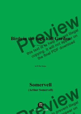 page one of Somervell-Birds in the high hall Garden,in B flat Major