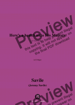 page one of Savile-Here's a health unto His Majesty,in D Major