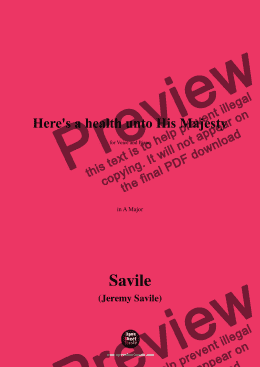 page one of Savile-Here's a health unto His Majesty,in A Major