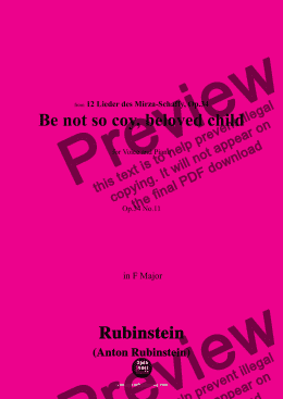 page one of A. Rubinstein-Thu' nicht so spröde schönes Kind(Be not so coy, beloved child),Op.34 No.11,in F Major