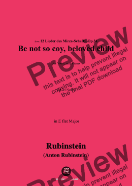 page one of A. Rubinstein-Thu' nicht so spröde schönes Kind(Be not so coy, beloved child),Op.34 No.11,in E flat Major