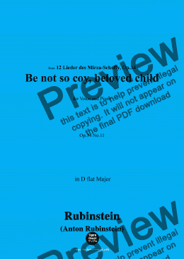 page one of A. Rubinstein-Thu' nicht so spröde schönes Kind(Be not so coy, beloved child),Op.34 No.11,in D flat Major