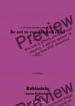 page one of A. Rubinstein-Thu' nicht so spröde schönes Kind(Be not so coy, beloved child),Op.34 No.11,in D Major