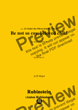 page one of A. Rubinstein-Thu' nicht so spröde schönes Kind(Be not so coy, beloved child),Op.34 No.11,in B Major