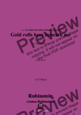 page one of A. Rubinstein-Gelb rollt mir zu Füssen(Gold rolls here beneath me),Op.34 No.9,in D Major