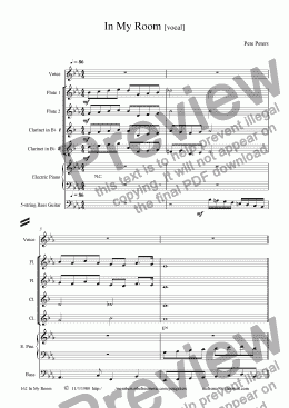 page one of In My Room [Pop ballad  vocal     WW   7tet]