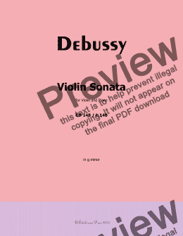 page one of Debussy-Violin Sonata,in g minor,for Violin and Piano