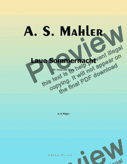 page one of Alma Mahler-Laue Sommernacht, in A Major