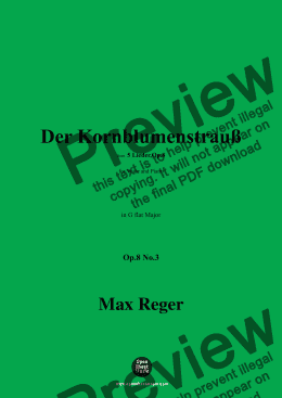 page one of M. Reger-Der Kornblumenstrauß,in G flat Major,Op.8 No.3