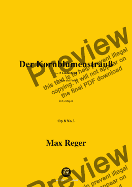 page one of M. Reger-Der Kornblumenstrauß,in G Major,Op.8 No.3