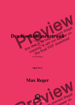 page one of M. Reger-Der Kornblumenstrauß,in E flat Major,Op.8 No.3