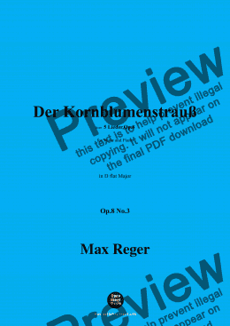 page one of M. Reger-Der Kornblumenstrauß,in D flat Major,Op.8 No.3