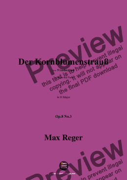 page one of M. Reger-Der Kornblumenstrauß,in D Major,Op.8 No.3