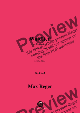 page one of M. Reger-Waldlied,in E flat Major,Op.8 No.1