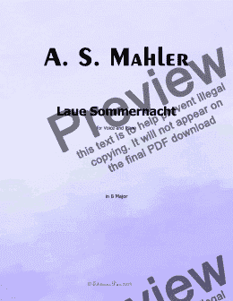 page one of Alma Mahler-Laue Sommernacht, in B Major