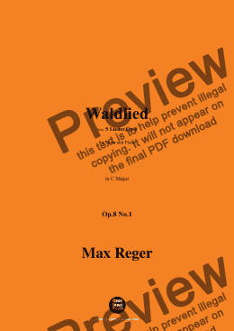 page one of M. Reger-Waldlied,in C Major,Op.8 No.1