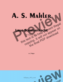 page one of Alma Mahler-Laue Sommernacht, in C Major