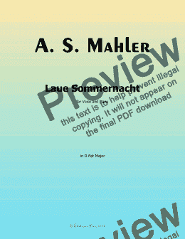 page one of Alma Mahler-Laue Sommernacht, in D flat Major