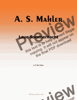 page one of Alma Mahler-Laue Sommernacht, in A flat Major