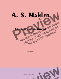 page one of Alma Mahler-Laue Sommernacht, in G Major