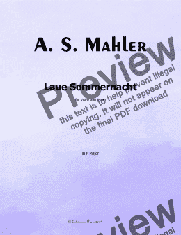 page one of Alma Mahler-Laue Sommernacht, in F Major