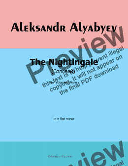 page one of Alyabyev-The Nightingale(Соловеn) in e flat minor