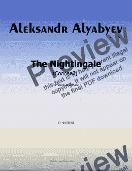 page one of Alyabyev-The Nightingale(Соловеn) in e minor