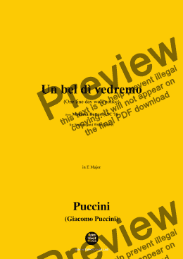 page one of G. Puccini-Un bel dì vedremo(One fine day we'll notice),Act II,in E Major